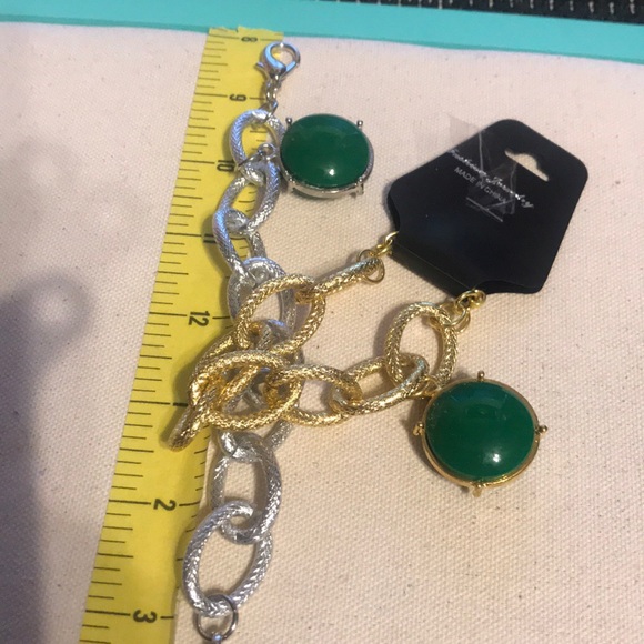 Vintage Green Bauble Silver/Gold Tone Bracelet - Picture 3 of 16